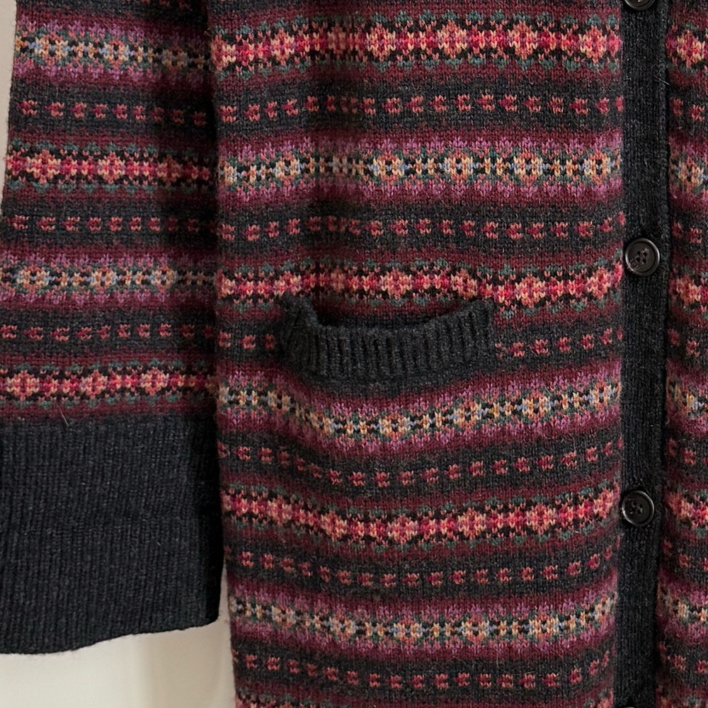 Lauren Ralph Lauren Wool Cardigan Sweater Car Coat Vintage Y2K Fair Isle Country - Picture 12 of 15